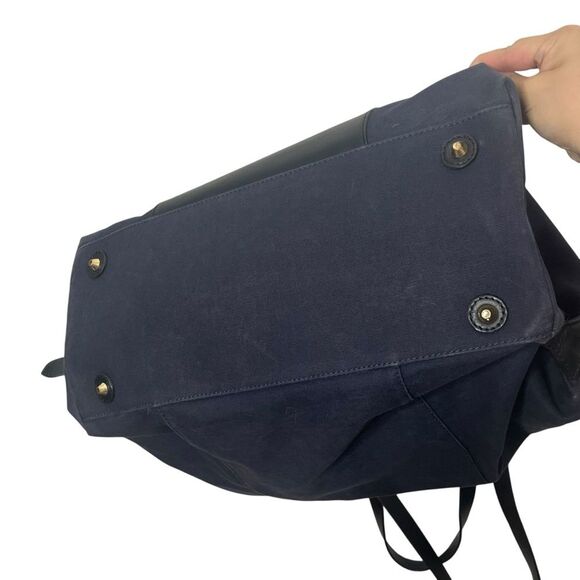 Cuyana Le Sud Weekender Bag Large Navy Canvas Black Leather Travel Tote - Picture 14 of 16